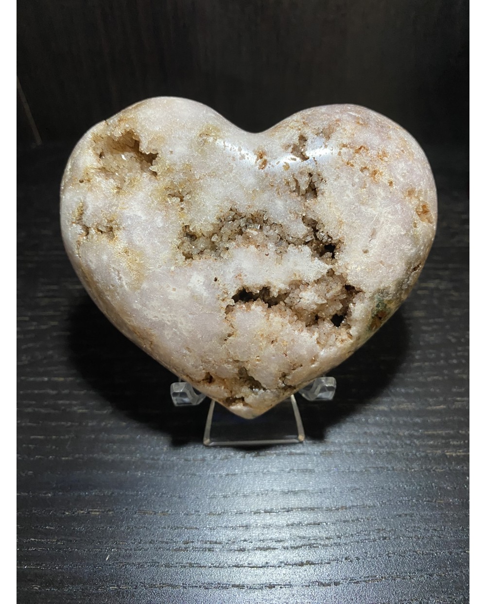 Pink Amethyst Heart With Drusy One Of A Kind